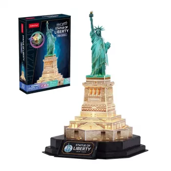 3D Puzzle CubicFun 306-L536H LED Statue of Liberty Night Edition — model do składania z oświetleniem LED
