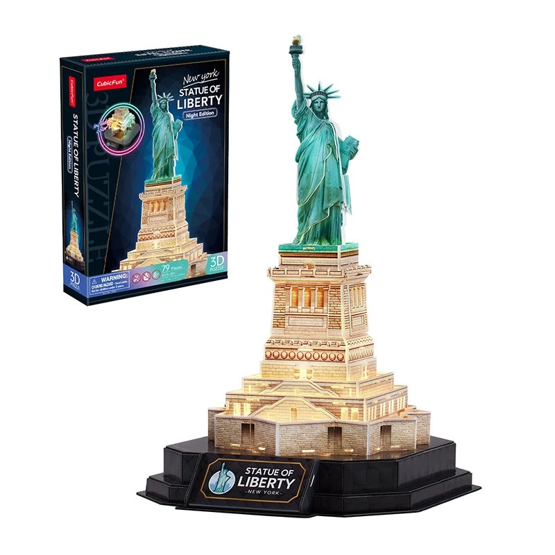 3D Puzzle CubicFun 306-L536H LED Statue of Liberty Night Edition — model do składania z oświetleniem LED