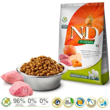 Sucha karma dla psa Farmina N&D Pumpkin BOAR & APPLE dla dorosłych ras średnich i maxi, 12 kg, bezzbożowa, 30% białka