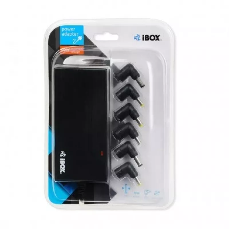 zasilacz IBOX IUZ90WA 90 W, wejście 100–240 V, wyjście 4,5 A, regulowane napięcie, do użytku wewnętrznego, czarny