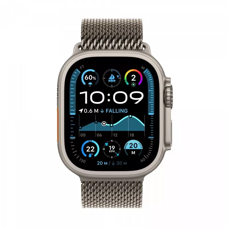 Watch Ultra 2 GPS + Cellular 49 mm Natural Titanium Case z paskiem Natural Titanium Milanese Loop - M