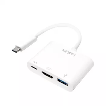 LogiLink 0.14m 2xUSB-C HDMI USB A Biały