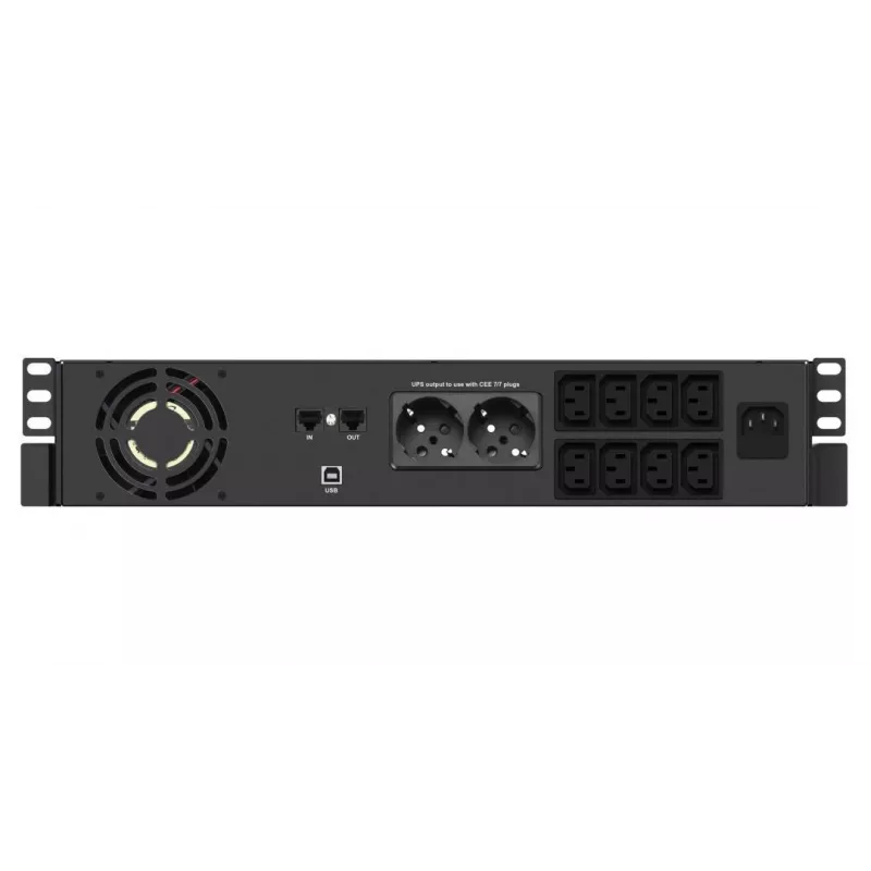 UPS Rack Infosec X4 2000 RM Plus 2 kVA / 1200 W, 10 gniazd typu F, LCD, Line-Interactive