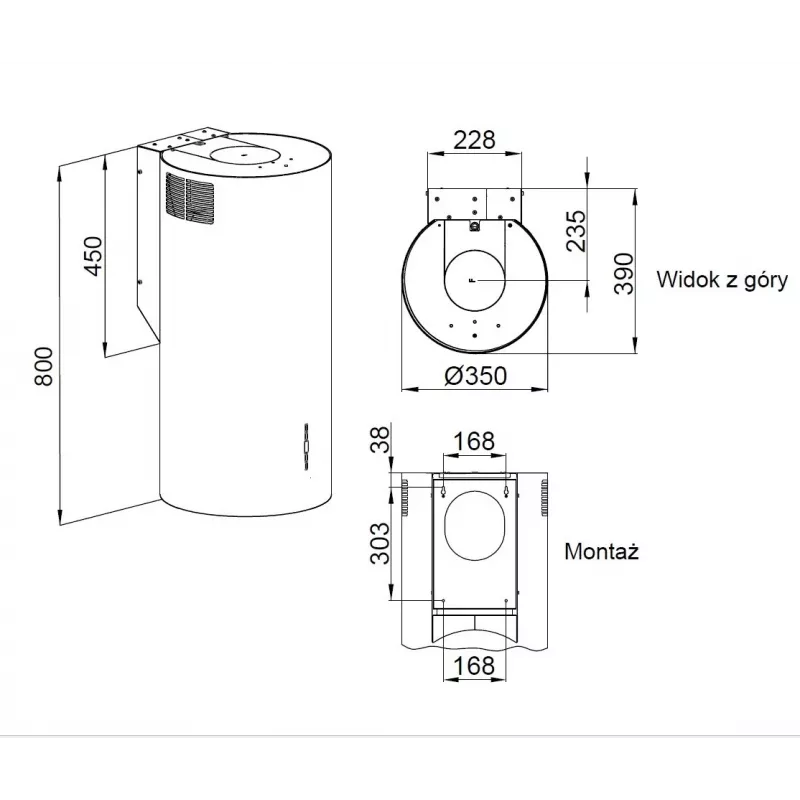 MAAN Elba2 W835 czarny okap