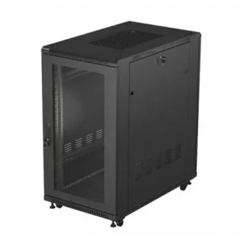 19-calowa szafa rack LANBERG FF01-6022-23B, 22U, 600×1000 mm, czarna, drzwi perforowane