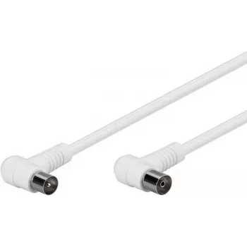 Kątowy kabel antenowy Wentronic Goobay, 100% ekranowany, biały, 1,5 m - Wtyk koncentryczny 90° Gniazdo koncentryczne 90° (67353)