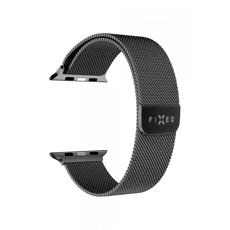 Zamienny pasek siateczkowy do Apple Watch od FIXED — kompatybilny z 42/44/45/46/49 mm (czarny)