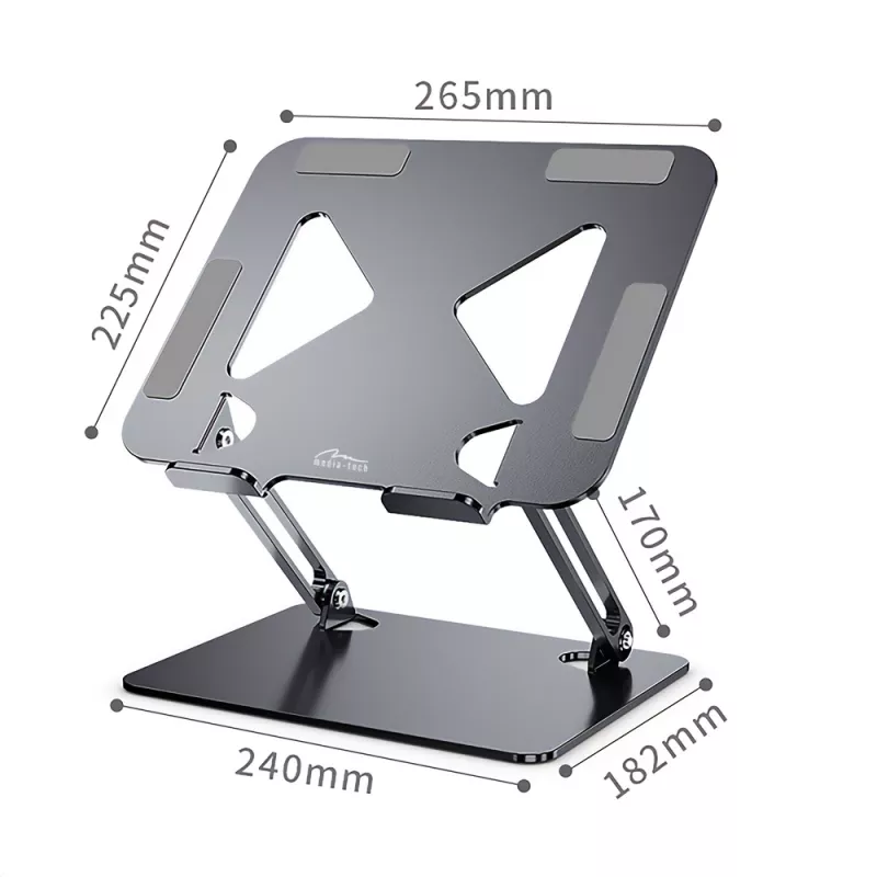 Podstawka pod laptop MEDIA-TECH MT2661 — regulowana wysokość, składana aluminiowa konstrukcja dla notebooków do 17 cali