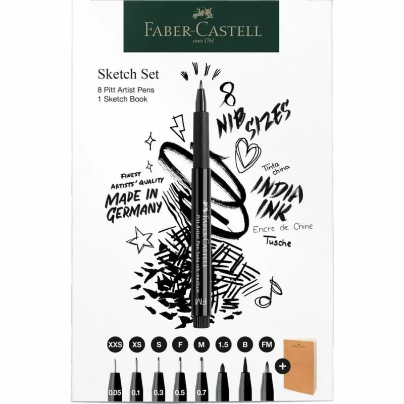 Faber-Castell 267102 flamaster Multi Czarny 8 szt. Okrągła końcówka