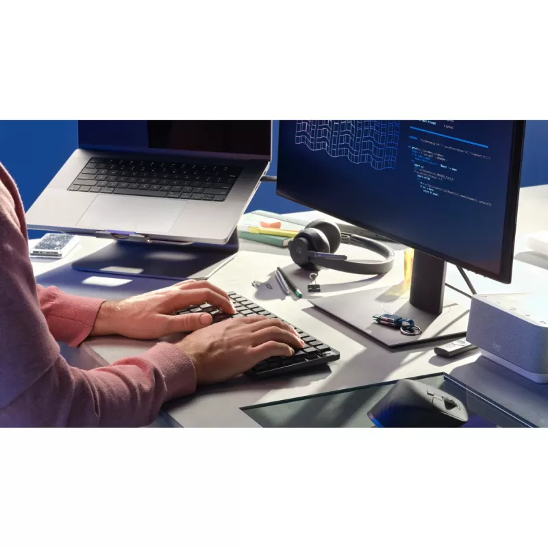 LOGITECH MX Mechanical Mini Minimalistyczna Bezprzewodowa Podświetlana Klawiatura - GRAFIT - (US) MIĘDZYNARODOWA - 2.4GHZ/BT - N/D - EMEA - KLIKAJĄCA