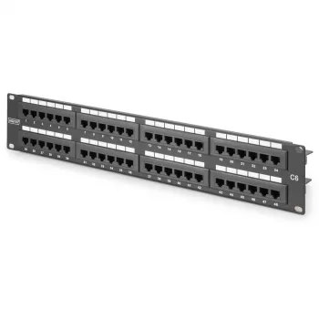 DIGITUS - Panel krosowy - RJ-45 X 48 - Szary, RAL 7035 - 2U - 48 portów (DN-91648U)