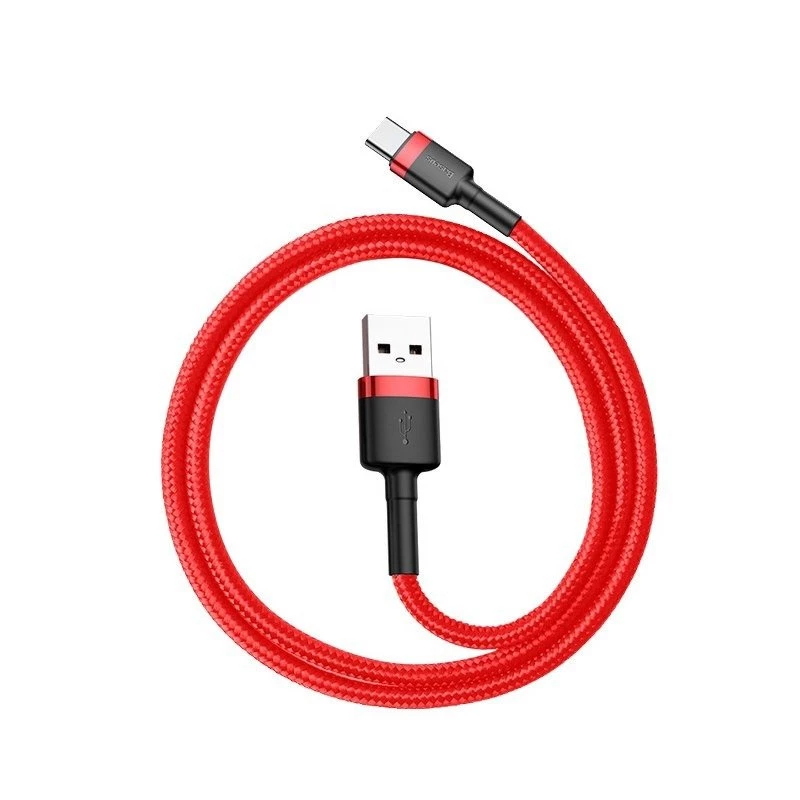 Kabel USB 2.0 A na USB-C Baseus CATKLF-B09 1m QC3.0 nylonowy pleciony czerwony, szybkie ładowanie i synchronizacja danych