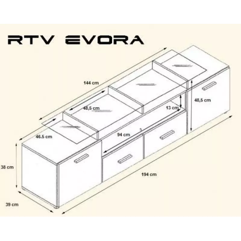 Cama stojak TV EVORA 200 wenge/czarny połysk