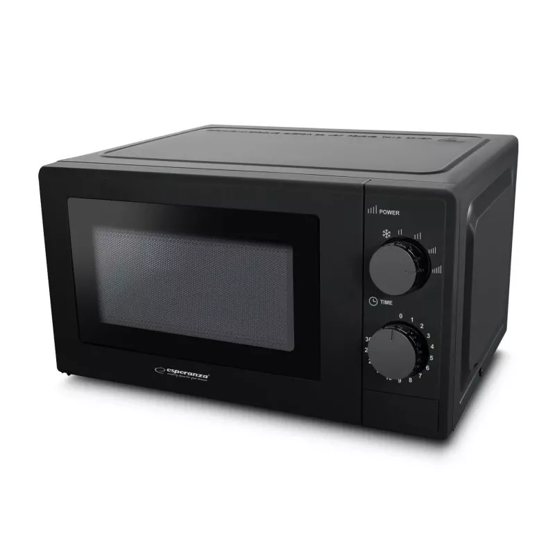 Kuchenka mikrofalowa solo ESPERANZA ESTOFADO — 20 l, 700 W, 5 poziomów mocy, talerz obrotowy 24,5 cm, czarna