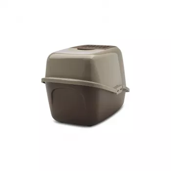 Kryta kuweta dla kota Savic Nestor, plastikowa, 56×39×38,5 cm, ciepły szary–czekoladowy brąz