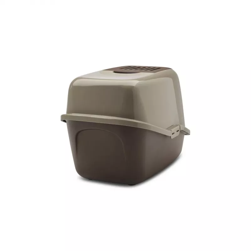 Kryta kuweta dla kota Savic Nestor, plastikowa, 56×39×38,5 cm, ciepły szary–czekoladowy brąz