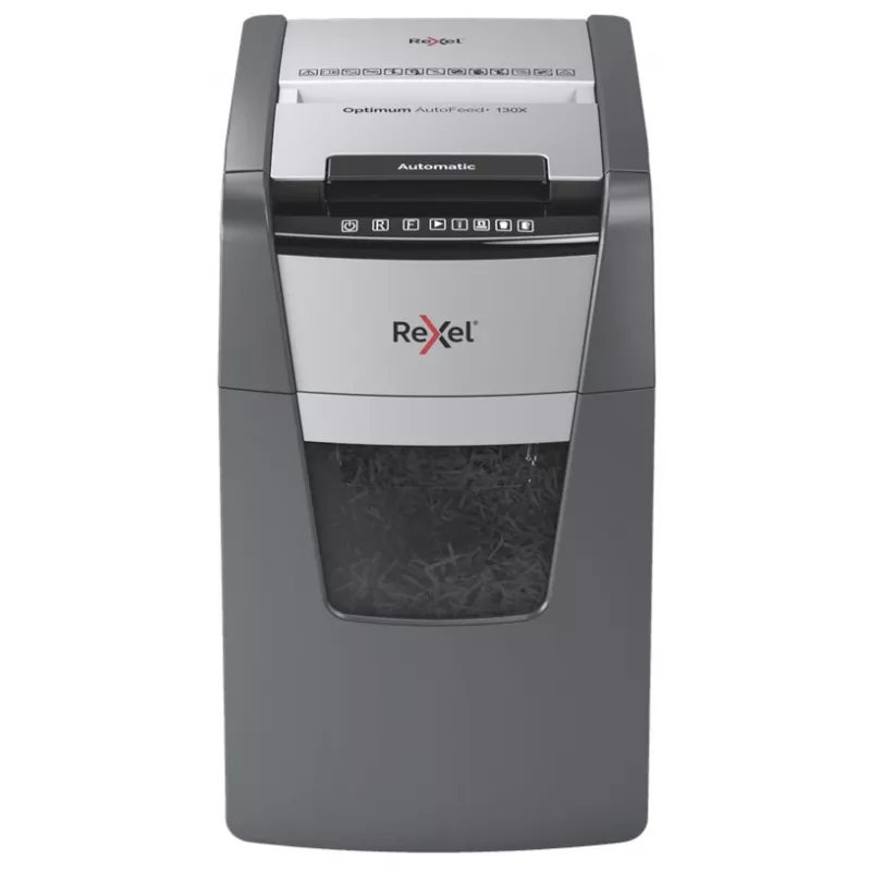 Rexel Optimum AutoFeed+ 130X niszczarka do papieru, cięcie poprzeczne, 55 dB, 22 cm, czarny, srebrny