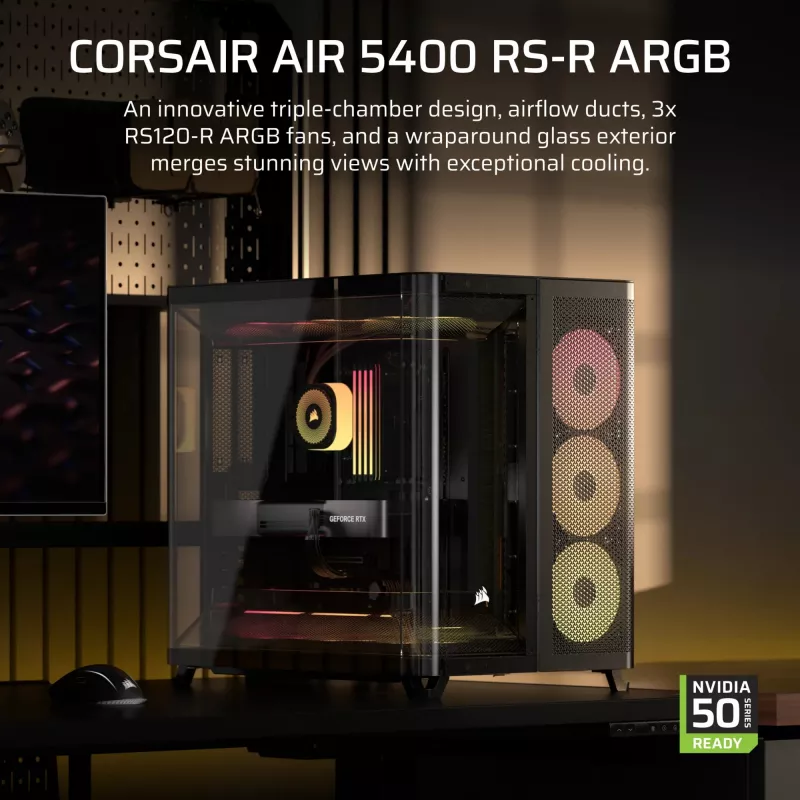 Obudowa PC Corsair AIR 5400 RS-R ARGB Midi Tower Czarna