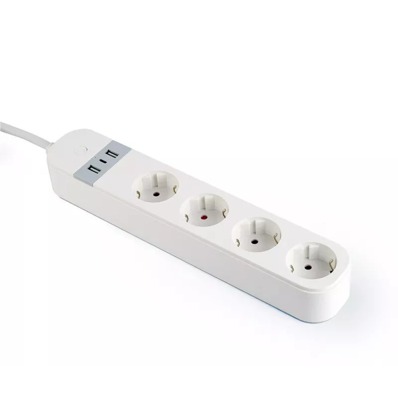 Inteligentna listwa zasilająca Gembird TSL-PS-S4U-01-W 4 gniazda AC 3880 W Biała