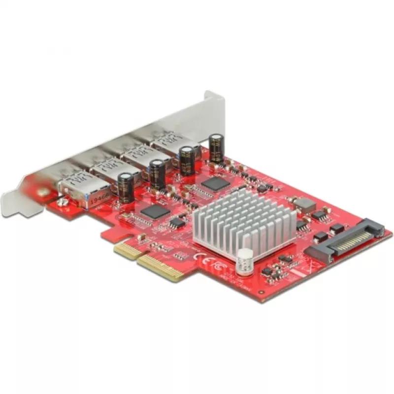Karta Delock PCI Express x4 do 4 x zewnętrznych SuperSpeed USB 10 Gbps (USB 3.2 Gen 2) USB Type-A żeńskie - Adapter USB - PCIe 3.0 x4 - USB 3.2 Gen 2 x 4 (90481)