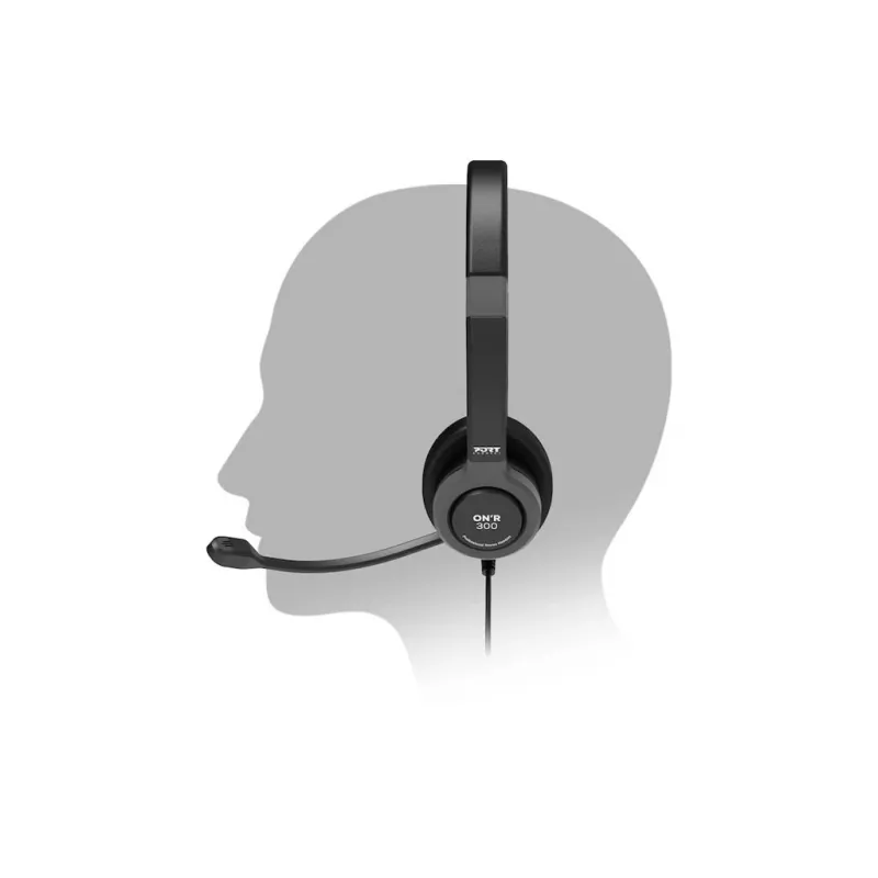 PORT CONNECT | Słuchawki USB Stereo PRO ON'R 300 | Przewodowe | Nauszne | Redukcja szumów | Czarny