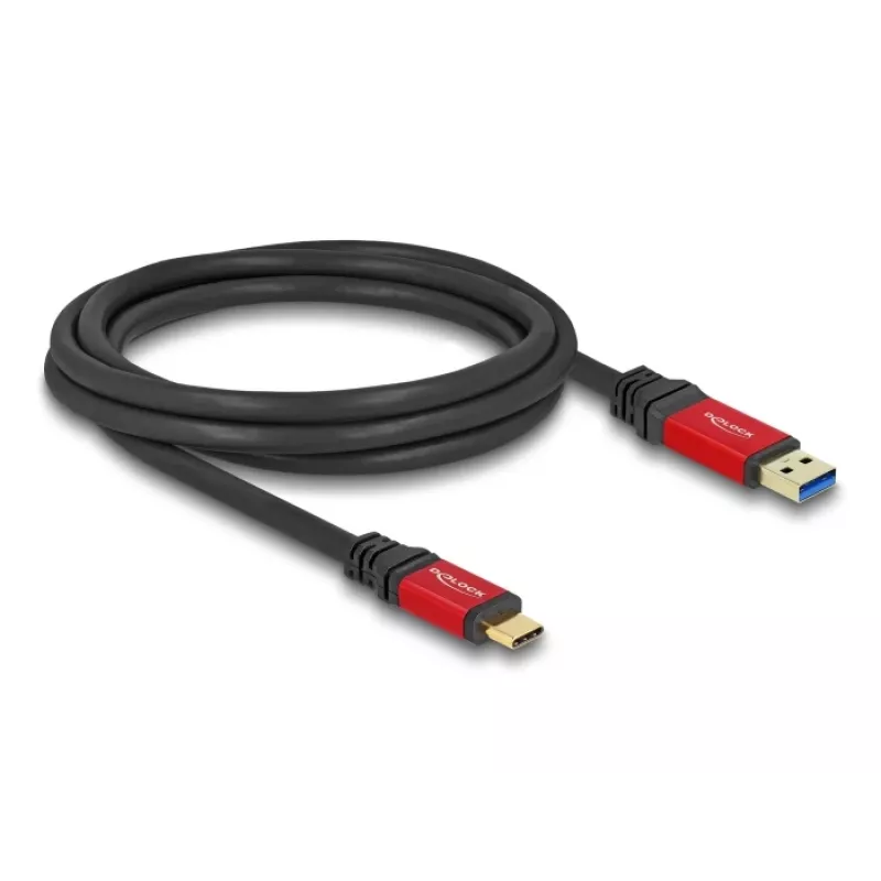 Kabel USB DeLOCK 80618 10 Gb/s Typ-A na Typ-C 2m Czerwony Metal