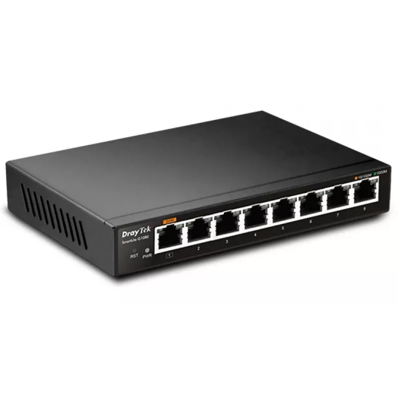 Niezarządzalny przełącznik Gigabit Ethernet L2 Draytek VigorSwitch G1080 Czarny