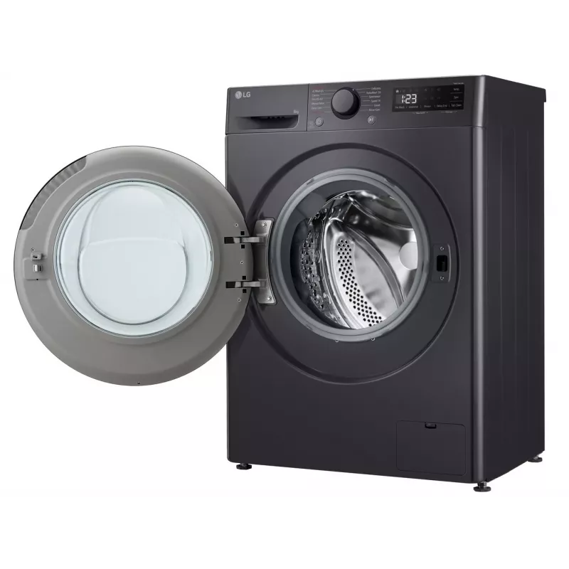 Pralka LG F2WR508S2M — ładowanie od przodu, 8 kg, 1200 obr./min, A efektywność, 60×48 cm, LED, middle Czarny