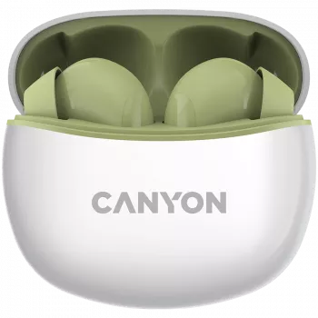 Słuchawki douszne CANYON TWS-5, zielony, Bluetooth 5.3, sterowanie dotykowe, wejście ładowania: USB-C