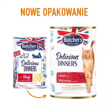 Mokra karma dla kota Butcher's Delicious Dinners 400 g — Wołowina, bezzbożowa, dla dorosłych kotów