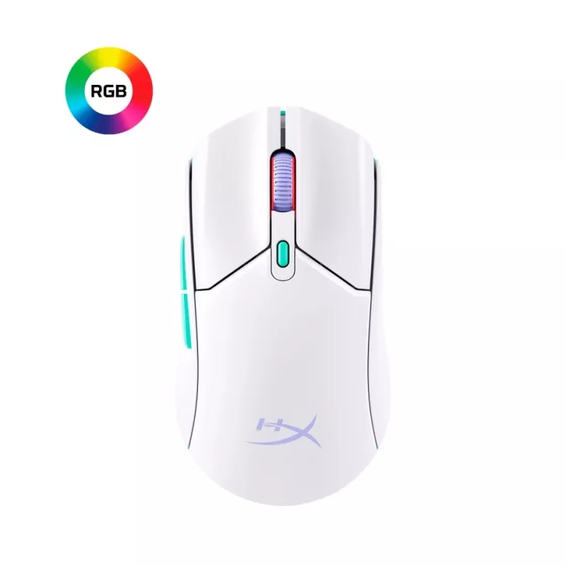 HyperX Pulsefire Haste 2 Core Wls - Mysz gamingowa (biały/zielony/fioletowy)