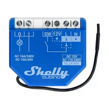 Inteligentny przekaźnik Shelly Qubino Wave 1, z tworzywa sztucznego, 110–240 V, 16 A, Z-Wave 868,4 MHz, niebieski, do montażu ściennego