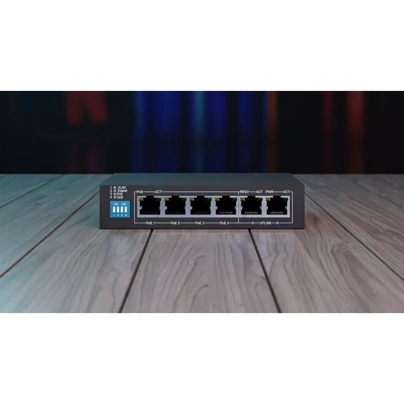 Niezarządzalny przełącznik Extralink EUROS V2 4x 100Mb/s PoE/PoE+