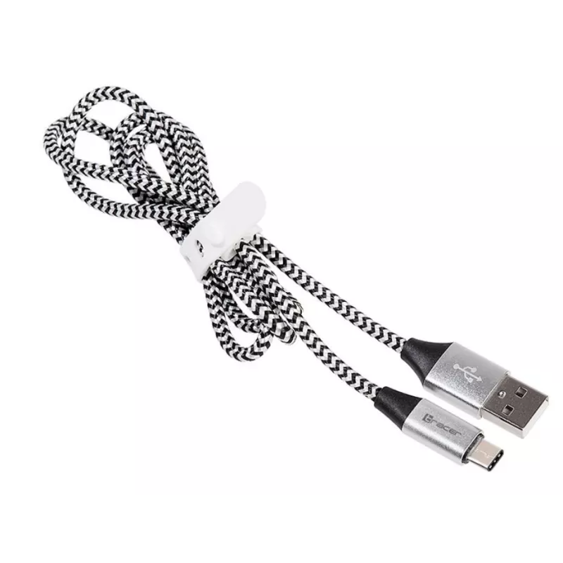 Kabel USB 2.0 Type-C męski - C męski 1,0m czarno-srebrny