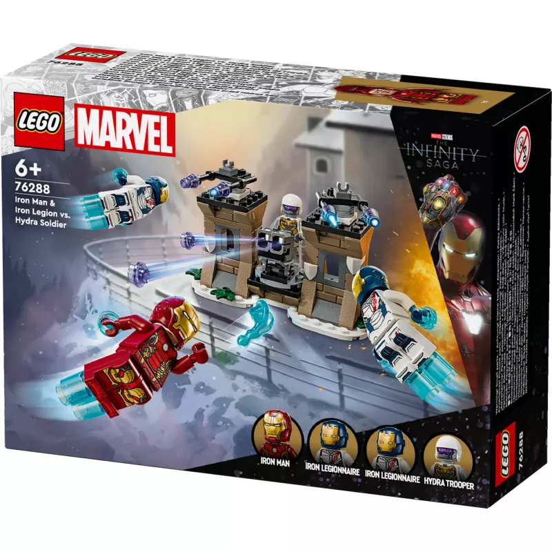 Zabawka konstrukcyjna zestaw LEGO 76288 Marvel Super Heroes Iron Man – Iron Legion i minifigurka żołnierza HYDRA, model do zbudowania