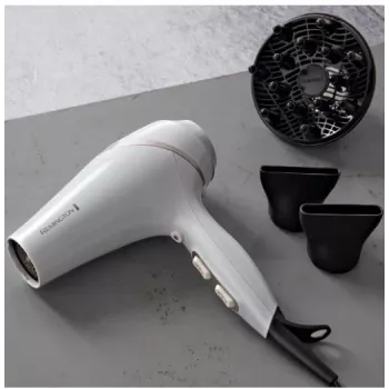 Suszarka do włosów Remington AC8901 HYDRAlux 2300 W 3 ustawienia temperatury Funkcja jonowa Dyfuzor Biała