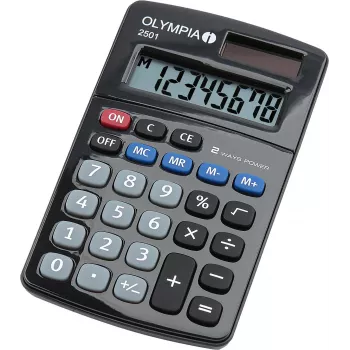 Kalkulator prosty Olympia 2501 biurkowy czarny niebieski szary