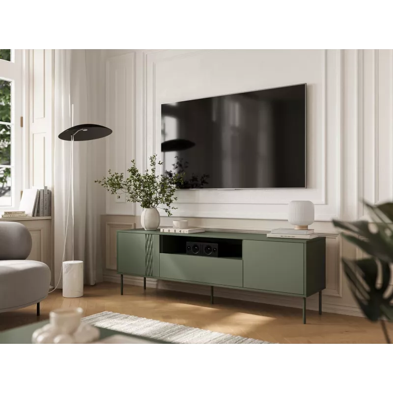 Cama EF TRESSE szafka RTV 180x40x54.5 matowy zielony