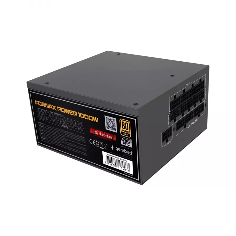 Gembird CCC-PSUGOLD-1000W Zasilacz Fornax Power 1000W aktywny PFC 12cm wentylator 80+Gold