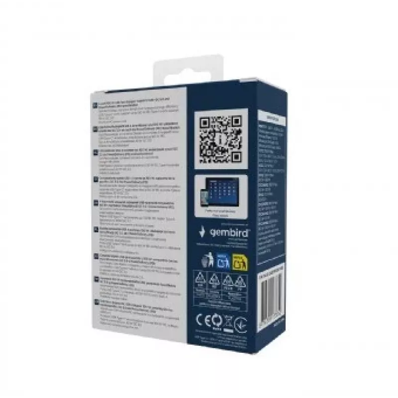 Ładowarka Gembird TA-UC-2A2C-PD100-01-BK do laptopa, smartfona, czarna, AC, szybkie ładowanie, do użytku wewnętrznego