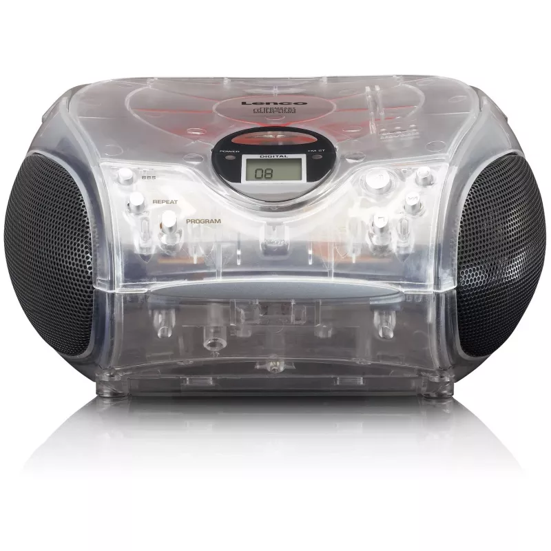 Przenośne radio z odtwarzaczem CD Lenco SCD-24TR — FM, moc wyjściowa 4 W, LCD, antena teleskopowa, AC/DC, baterie 6×C