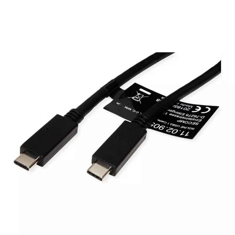 Kabel USB ROLINE 11.02.9057 USB 3.2 Gen 2 1 m USB-C Czarny