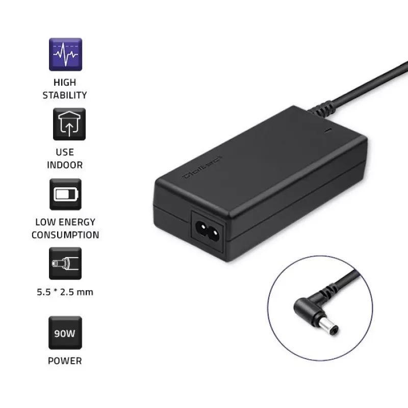 Qoltec 50075.90W Zasilacz do ASUS | 90W | 19V | 4,9A | 5,5*2,5 | +przewód zasilający