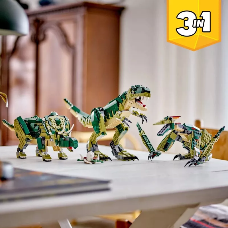 Zabawka konstrukcyjna LEGO Creator 3-w-1 T.Rex, zestaw do zbudowania, 626 szt., wysokość 150 mm, wiek 9+