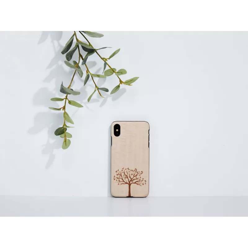 Etui na telefon man and wood dla iPhone XS Max — drewno jabłoni, czarne
