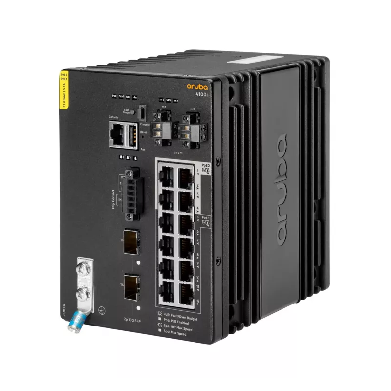 Hewlett Packard Enterprise HPE Aruba 4100i - Switch - 8 x 10/100/1000 (PoE Class 4) + 4 x 10/100/1000 (PoE Class 6) + 2 x SFP+ - montaż na szynie DIN - PoE Class 4 / PoE Class