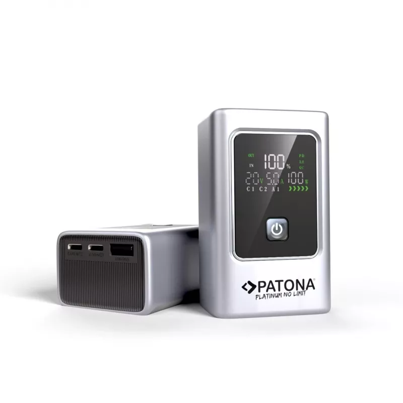 PATONA Platinum Powerbank Luxury One PD35 | 10000mAh | PD 35W | USB-C + USB-A Srebrny, Czarny