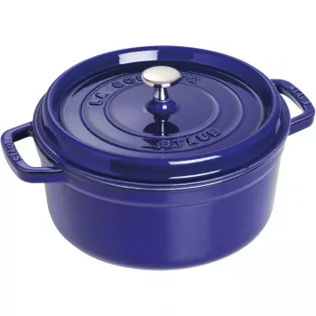 Żeliwna kokotka Staub 26 cm okrągła, ciemnoniebieska
