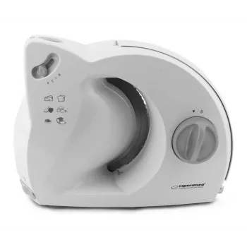 Elektryczna krajalnica do żywności ESPERANZA EKM017W — 150 W, ostrze ze stali nierdzewnej 17 cm, maks. plasterek 15 mm, kolor stal nierdzewna, obudowa z tworzywa sztucznego