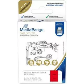 Kaseta z taśmą plastikową MediaRange Brother TZ-431 12mm 8m czarny na czerwonym